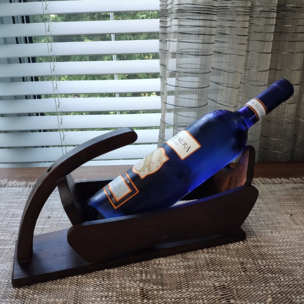 Vintage Wine Bottle Holder Sled Sleigh Baribocraft Wood 60s